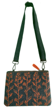 Load image into Gallery viewer, orange harakeke on grey ecofelt crossbody bag
